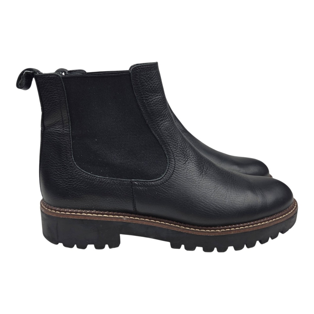 Caslon Miller Leather Chelsea Boots Women's 11M Black Water Resistant Lug Sole